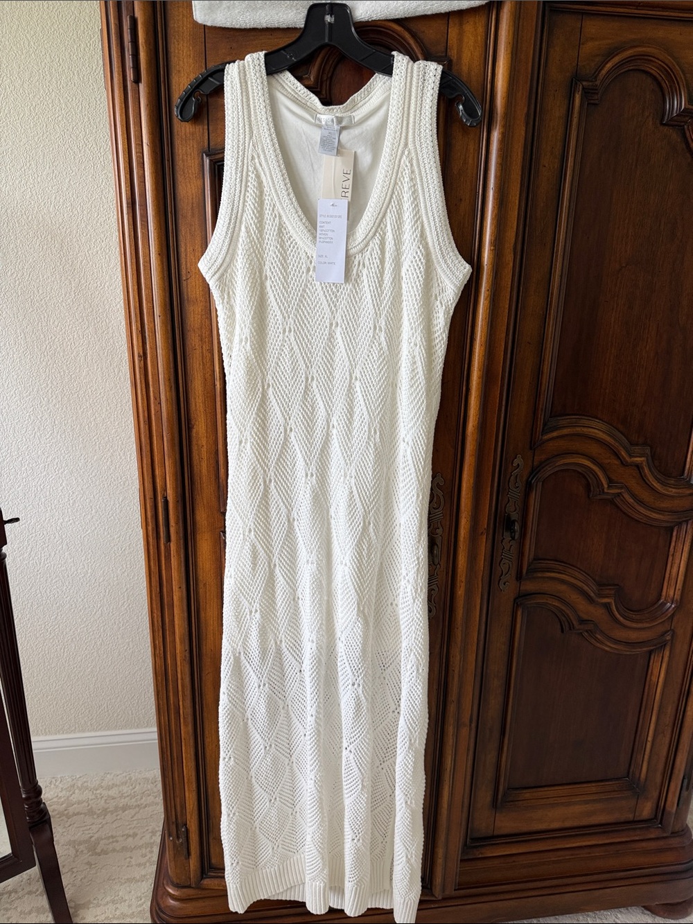 Design History Piper Crochet Maxi Dress XL NWT White Sleeveless Sweater Dress